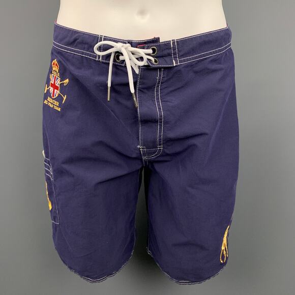 POLO by RALPH LAUREN Size S Navy Contrast Stitch Cotton / Nylon Shorts - Picture 1 of 1